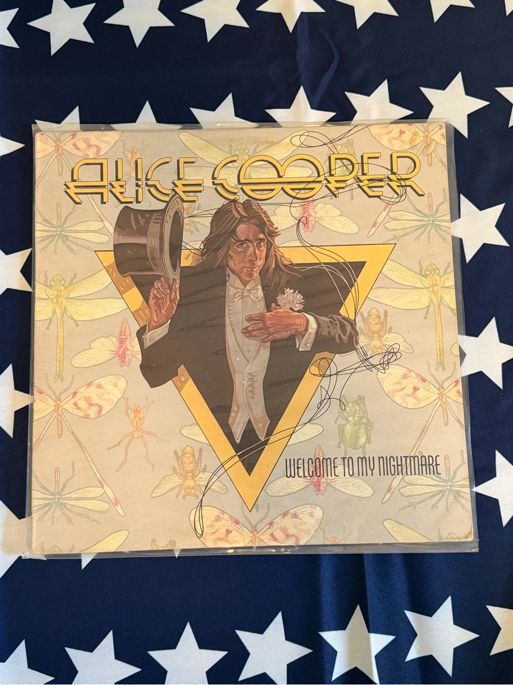 Alice Cooper "Welcome to My Nightmare" Vinyl Album with Beige & Gold Cover Art